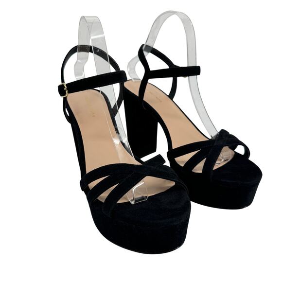 STUART WEITZMAN Keefa Block Heel
Suede Almond Toe Platform‎ Sandals Black - Picture 4 of 12